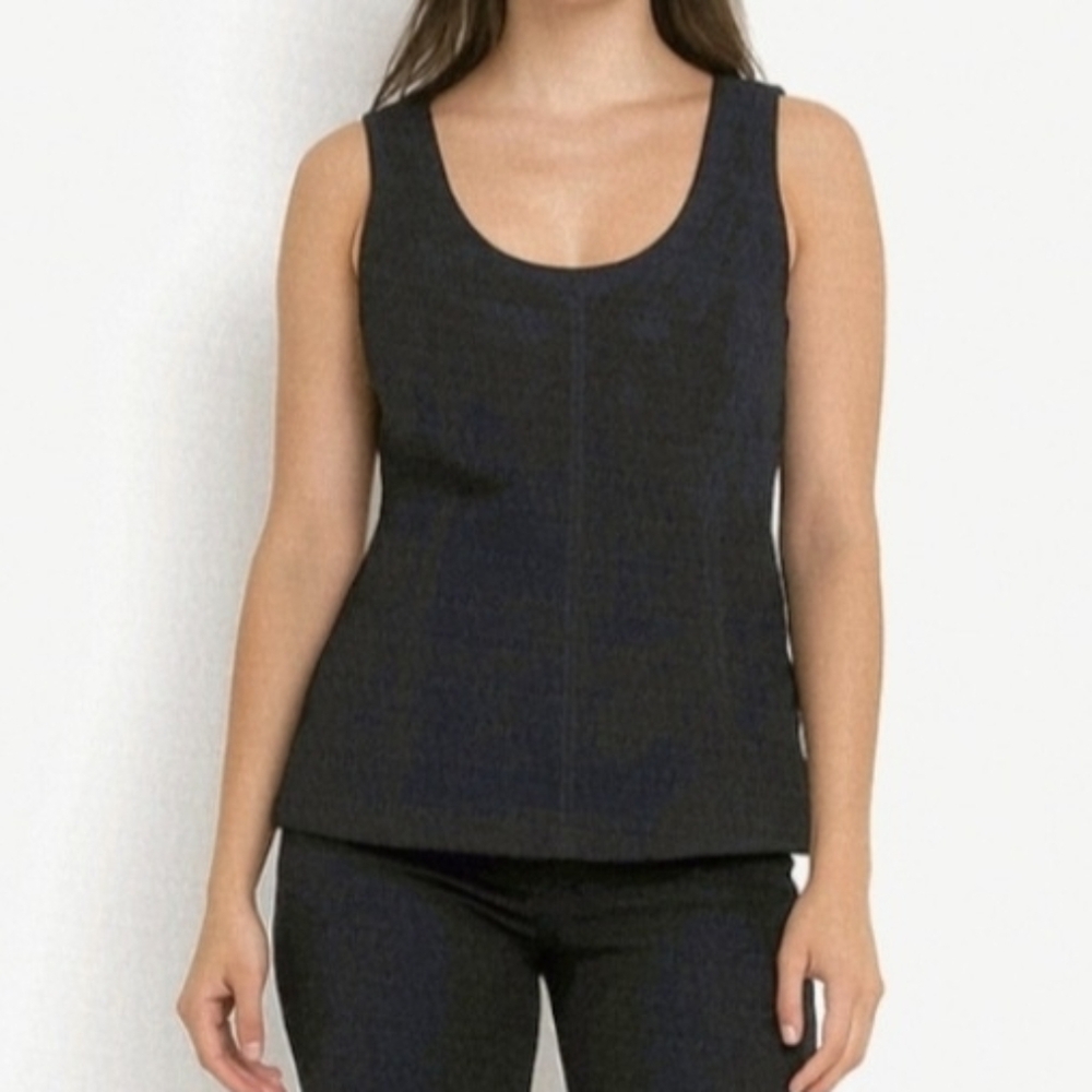 Etcetera Top Black 100% Genuine Suede Sleeveless Scoop Neck Size 2